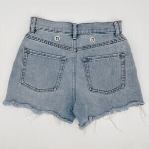 Pacsun Rivet High Rise Shorts Size 24 Icon High Rise Button Fly Denim Fringe Cut
